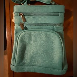 Blue multi pocket crossbody purse